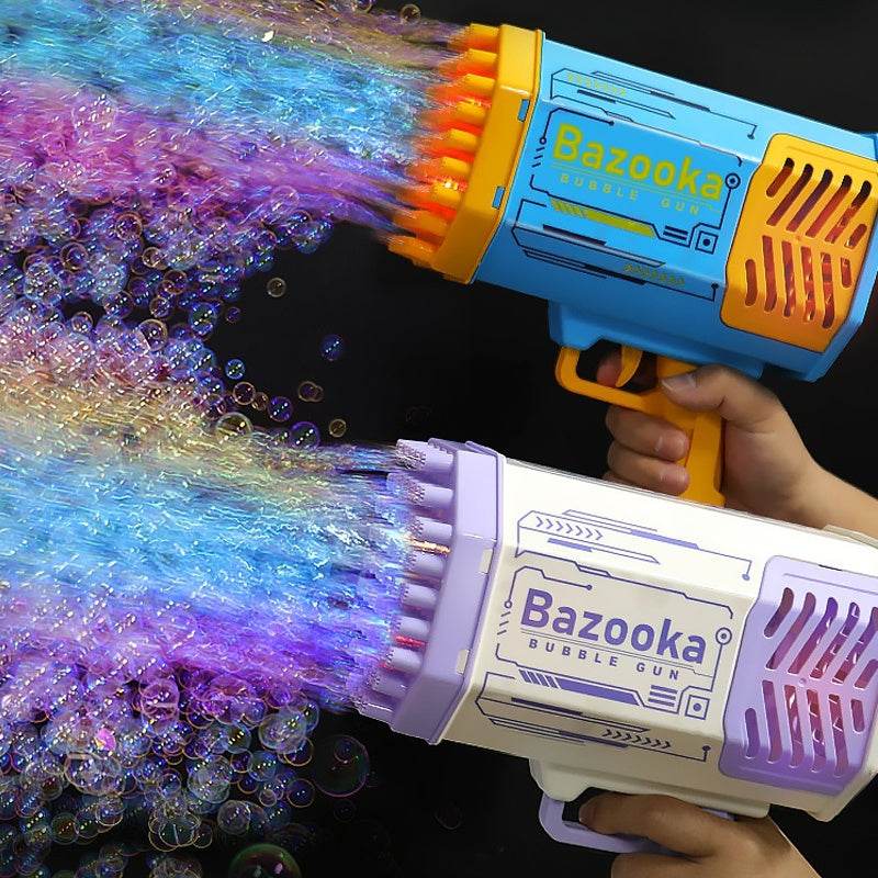 Bubble Gun Rocket 69 Holes Soap Bubbles Machine Gun Shape Automatic Blower With Light Toys For Kids Pomperos - ProTrendyz
