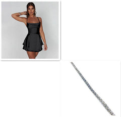 Sexy Suspender Skirt For Women Elegant Slim Strap Satin Backless Lace Up A-Line Short Dress Lady - ProTrendyz