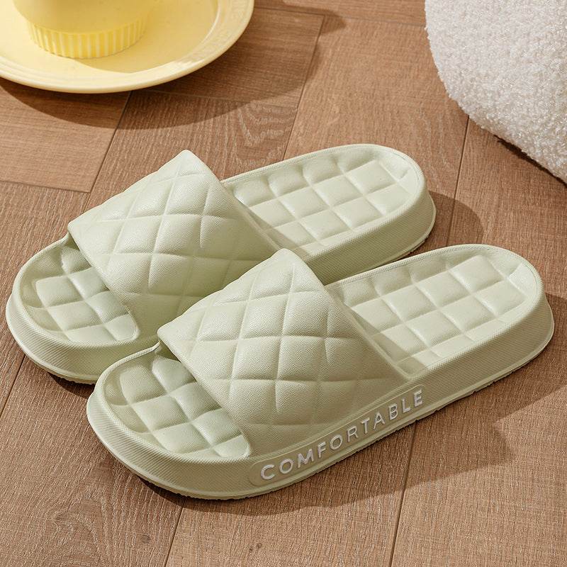 Men's Home Slippers With Plaid Design Soft-soled Silent Indoor Floor Bathing Slippers Women House Shoes Summer - ProTrendyz