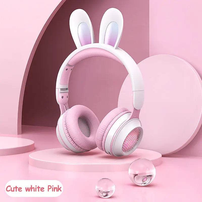 Rabbit Ear Headphones Wireless Luminous Extendable Wheat Headphones Cute Kawaii - ProTrendyz