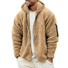Plush Hooded Jacket Men's Autumn And Winter Fleece Double-sided Wear Warm Coat With Zipper Loose Casual Jacket Outdoor Clothing - ProTrendyz