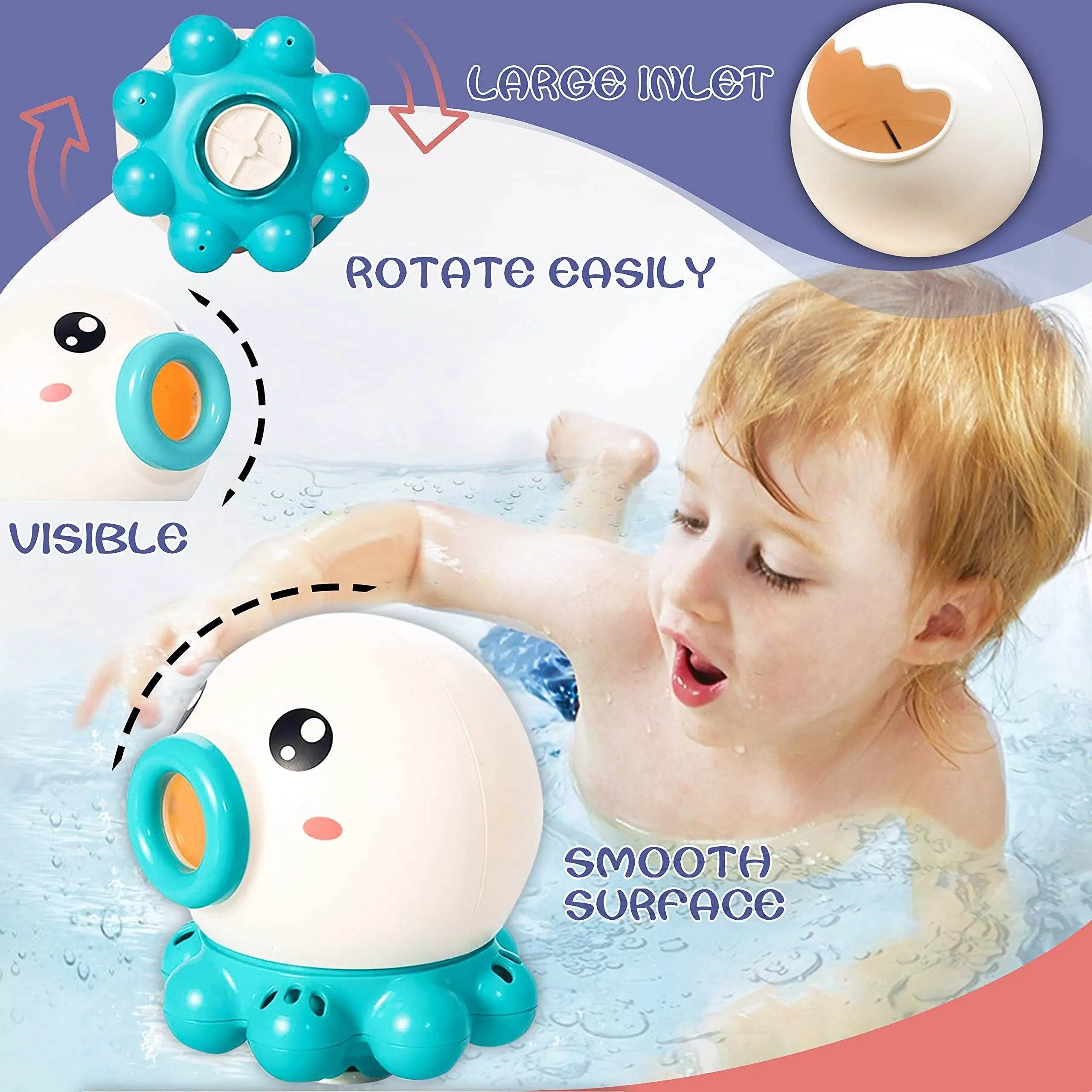 Octopus Fountain Bath Toy Water Jet Rotating Shower Bathroom Toy Summer Water Toys Sprinkler Beach Toys Kids Water Toys - ProTrendyz