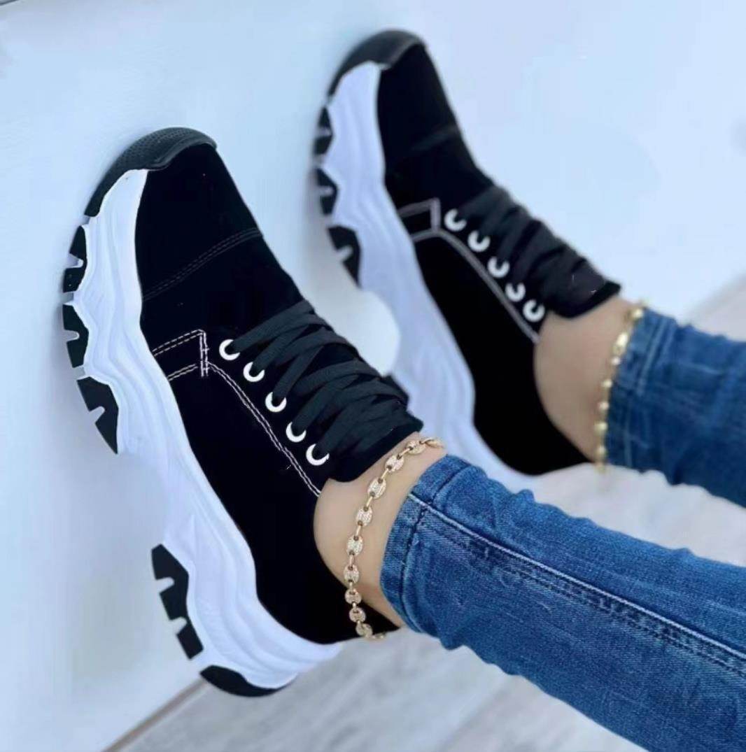 Platform Sport Flats Shoes Lace-up Sneaker Outdoor Walking Casual Shoes Women - ProTrendyz