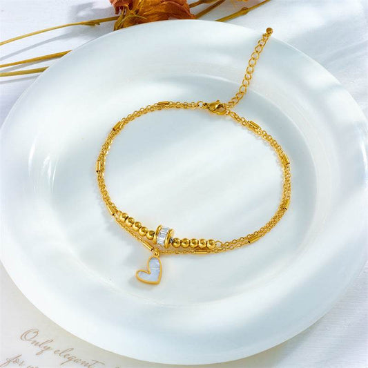 Fashion Jewelry Boho Classic Love Heart Ankle Chain Double Layer Chain Bracelet Anklet Charm Tassel Leg Chain On Foot Chain Women Party Jewelry Accessories - ProTrendyz