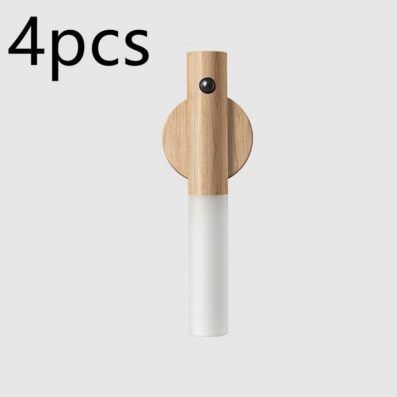 Auto LED USB Magnetic Wood Wireless Night Light Corridors Porch Lights PIR Motion Sensor Wall Light Cabinet Lamp - ProTrendyz