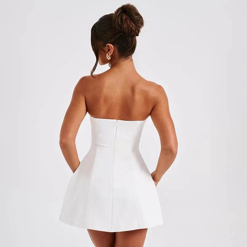 Fashion Tube Dress Summer Solid Color Sasual Backless Slim Short Dresses Party Womens Clothing - ProTrendyz