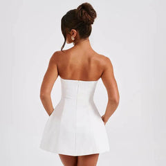Fashion Tube Dress Summer Solid Color Sasual Backless Slim Short Dresses Party Womens Clothing - ProTrendyz