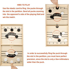 Fast Sling Puck Game,Wooden Hockey Game,Super Foosball Table,Desktop Battle Parent-Child Interaction Winner Slingshot Game,Adults And Kids Family Game Toys - ProTrendyz
