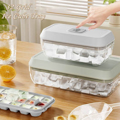 32 Grid Silicone Ice Cube Tray Mould With Lid Shovel Storage Box Remove With One Click Ice Maker DIY Whiskey Cocktail Tools Summer Kitchen Gadgets - ProTrendyz