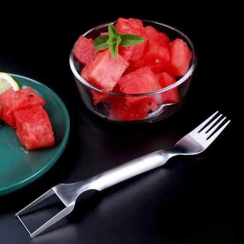 2 In 1 Watermelon Fork Slicer Multi-purpose Stainless Steel Watermelon Slicer Cutter Kitchen Fruit Cutting Fork Fruit Divider Kitchen Gadgets - ProTrendyz