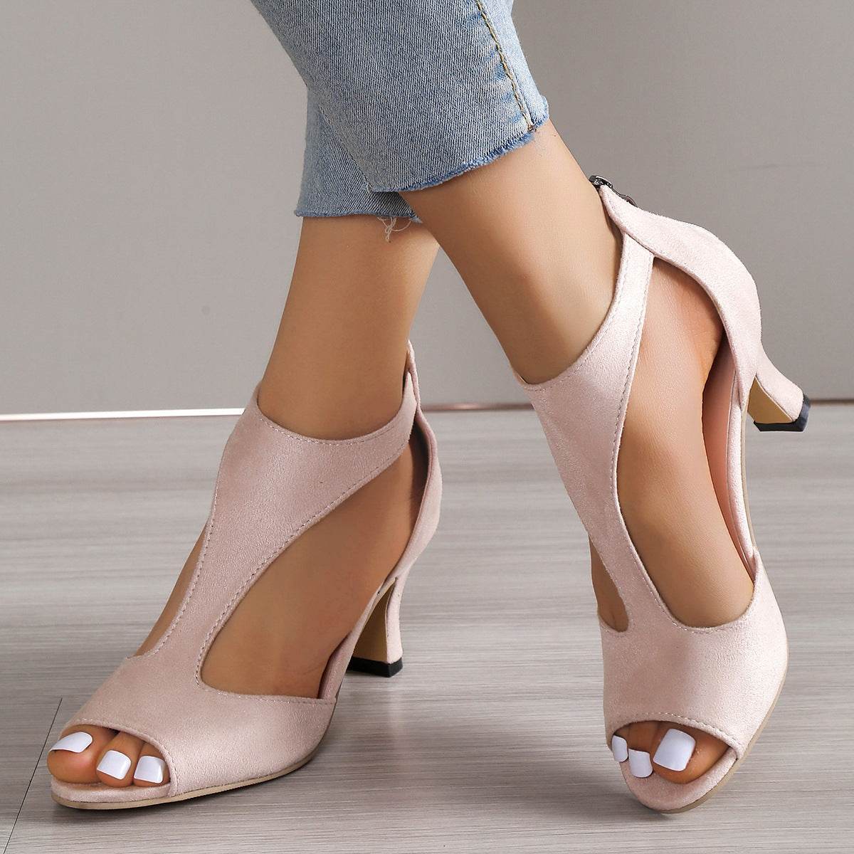 High Heel Peep Toe Sandals Women Back Zipper Outdoor Summer Shoes - ProTrendyz