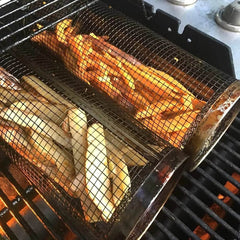 Rolling Grilling Basket Metal BBQ Barbecue Basket Net Portable Outdoor Camping Barbecue Rack Kitchen Gadgets - ProTrendyz