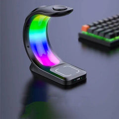 4 In 1 Magnetic Wireless Charger Fast Charging For Smart Phone Atmosphere Light Charging Station For Airpods Pro I-phone Watch - ProTrendyz