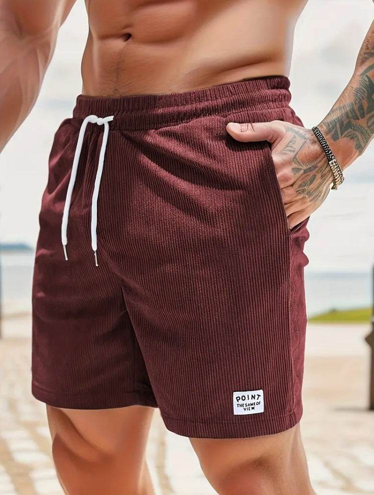 Lace-up Drawstring Shorts Summer Corduroy Sports Short Pants Mens Clothing - ProTrendyz