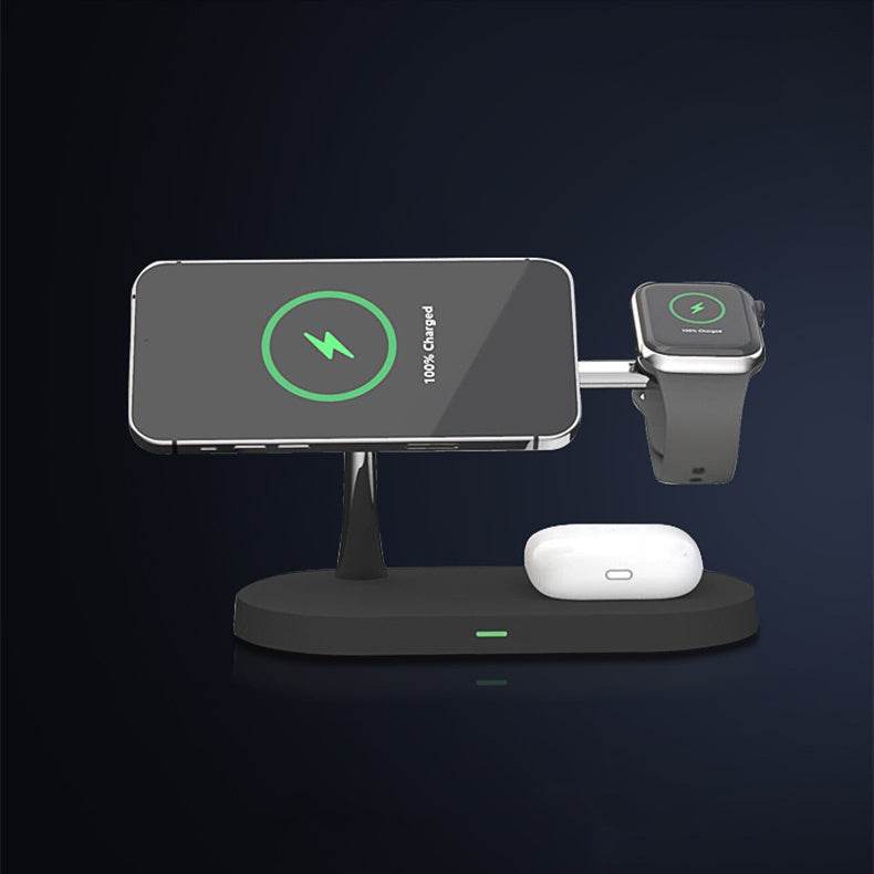 Multifunctional Five-In-One Magnetic Wireless Charging Watch Headset Desktop Mobile Phone Holder Charger 15W Fast Charge - ProTrendyz