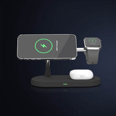 Multifunctional Five-In-One Magnetic Wireless Charging Watch Headset Desktop Mobile Phone Holder Charger 15W Fast Charge - ProTrendyz