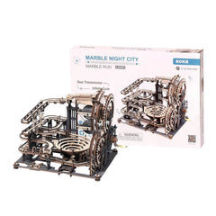 Robotime ROKR Marble Night City 3D Wooden Puzzle Games Assembly Waterwheel Model Toys for Children Kids Birthday Gift - ProTrendyz
