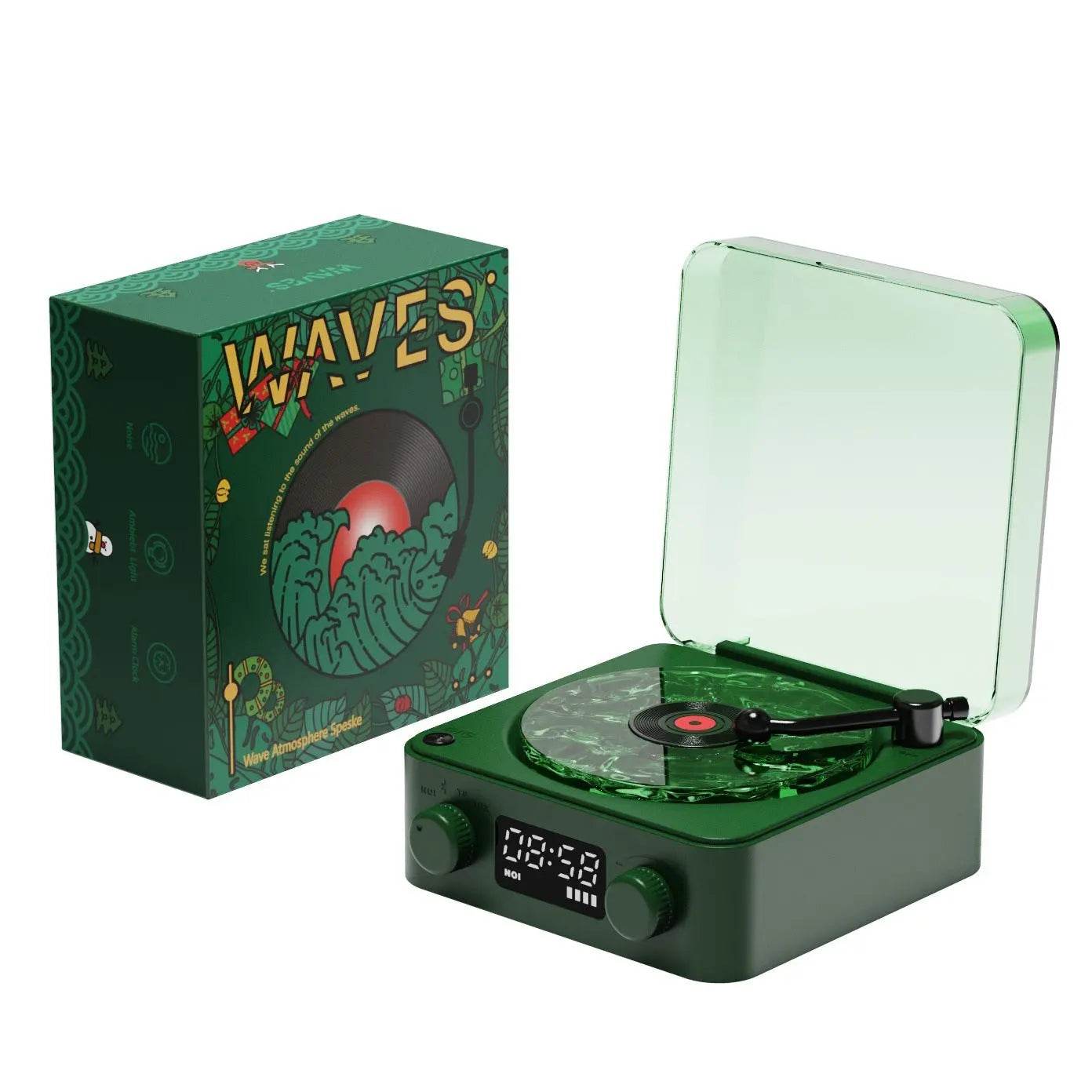 Retro Turntable Speaker Wireless Bluetooth-compatible 5.0 Vinyl Record Player Stereo Sound With White Noise RGB Projection Lamp Effect - ProTrendyz