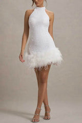 Women's Sleeveless Slim Shiny Plush Dress - ProTrendyz