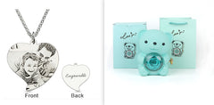 Rotating Bear Gift Box Eternal Rose Teddy Bear Jewelry Box With Necklace Valentine Wedding Special Present For Girlfriend Anniversary Gift Jewelry Box