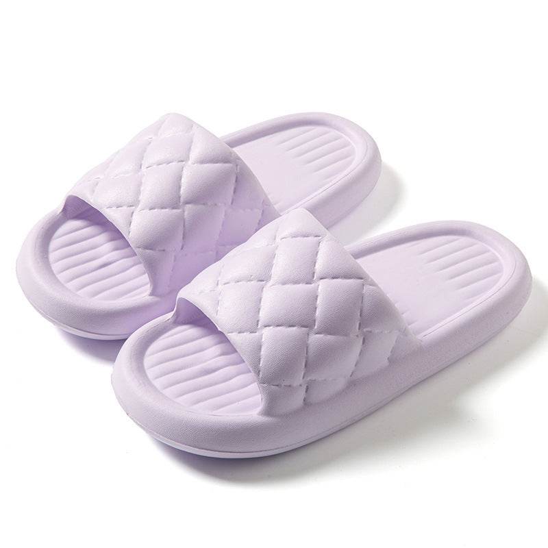 New Rhombus Home Slippers Summer Non-slip Floor Bathroom Slipper Lightweight Simple House Shoes For Women Men - ProTrendyz