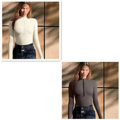 Fashion Long Sleeve Zipper Jumpsuit Seamless Slimming Shapewear For Women Romper - ProTrendyz