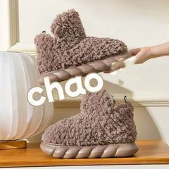 Winter Package Heeled Waterproof Home Indoor And Outdoor Wear Cute High Helper Cotton Slippers - ProTrendyz
