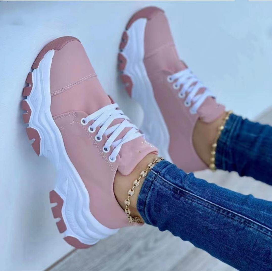 Platform Sport Flats Shoes Lace-up Sneaker Outdoor Walking Casual Shoes Women - ProTrendyz