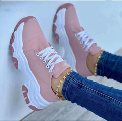 Platform Sport Flats Shoes Lace-up Sneaker Outdoor Walking Casual Shoes Women - ProTrendyz
