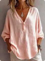 Fashion Long-sleeved Lapel Pullover Shirt Casual Loose Solid Color T-shirt Tops Women's Clothing