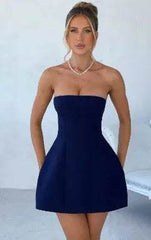 Fashion Tube Dress Summer Solid Color Sasual Backless Slim Short Dresses Party Womens Clothing - ProTrendyz