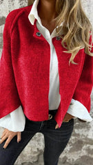 Women's Batwing Sleeve Cardigan Autumn And Winter Loose Short Cashmere Long Sleeve Coat - ProTrendyz