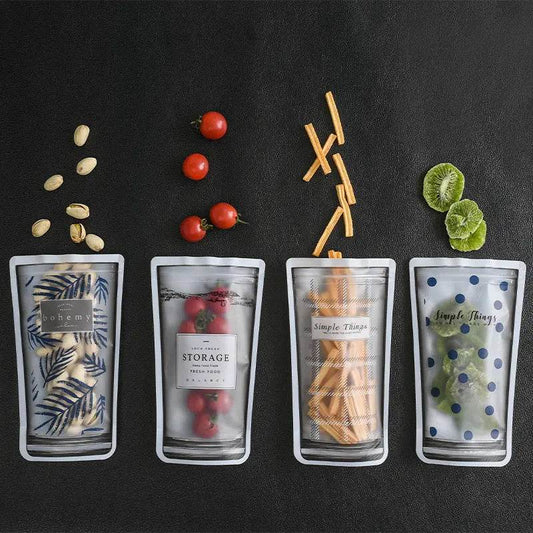 Food Storage Bag Zero Waste Reusable Ziplock Bags Cup Shape Silicone Bag Stand Up For Kitchen Cookie Candy Snack Baked Food - ProTrendyz