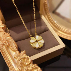 Luxury Four Leaf Clover Pendant Necklace Stainless Steel Crystal Heart Jewelry For Women Gift - ProTrendyz