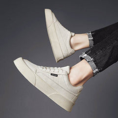 Casual Board Flat Shoes Men Breathable Thick-soled Lace-up Sneakers For Walking Running - ProTrendyz