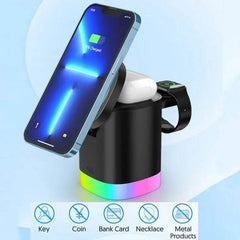 3 In 1 Magnetic Wireless Fast Charger For Smart Phone RGB Ambient Light Charging Station For Airpods IWatch - ProTrendyz