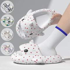 Lovers Shark Slippers Heart Print Shoes Women Men - ProTrendyz