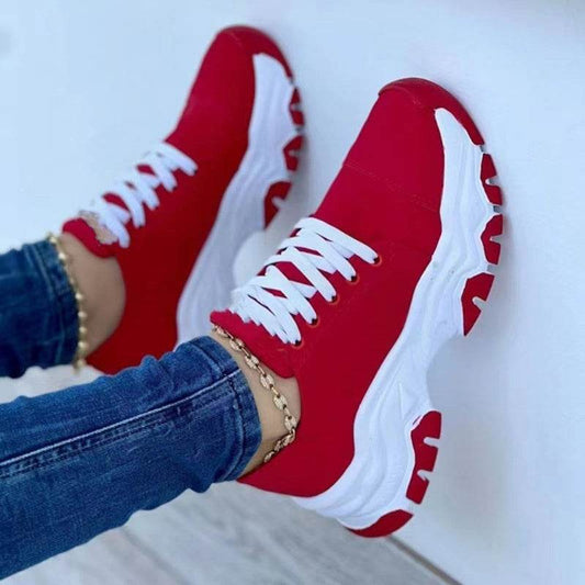 Platform Sport Flats Shoes Lace-up Sneaker Outdoor Walking Casual Shoes Women - ProTrendyz