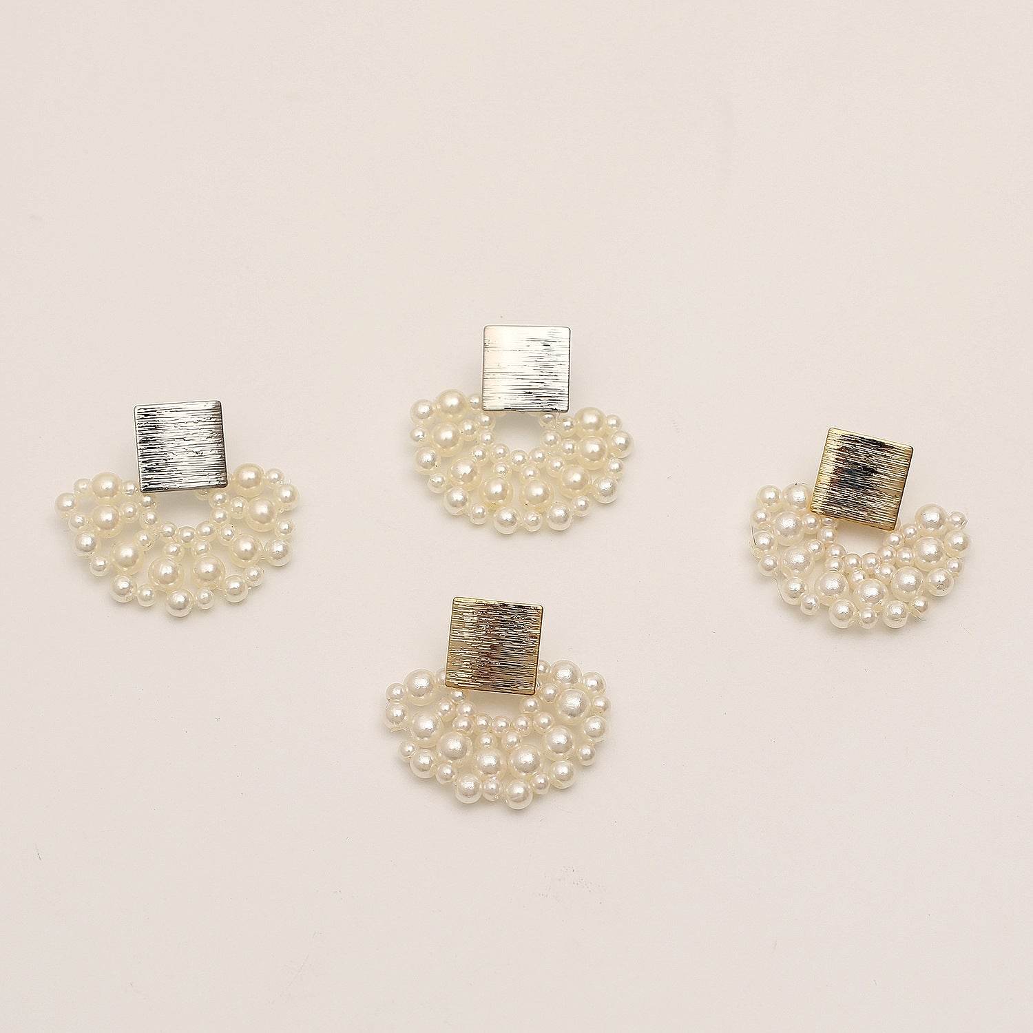 Handmade Pearl Woven Scalloped Pearl Stud Earrings ProTrendyz