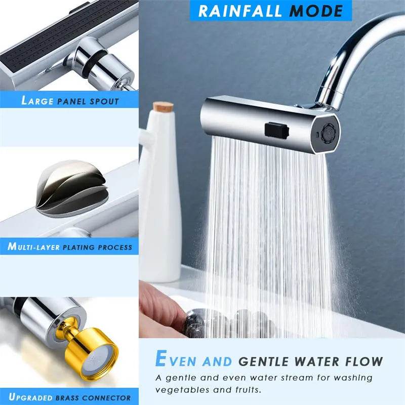 Kitchen Faucet Waterfall Outlet Splash Proof Universal Rotating Bubbler Multifunctional Water Nozzle Extension Kitchen Gadgets - ProTrendyz