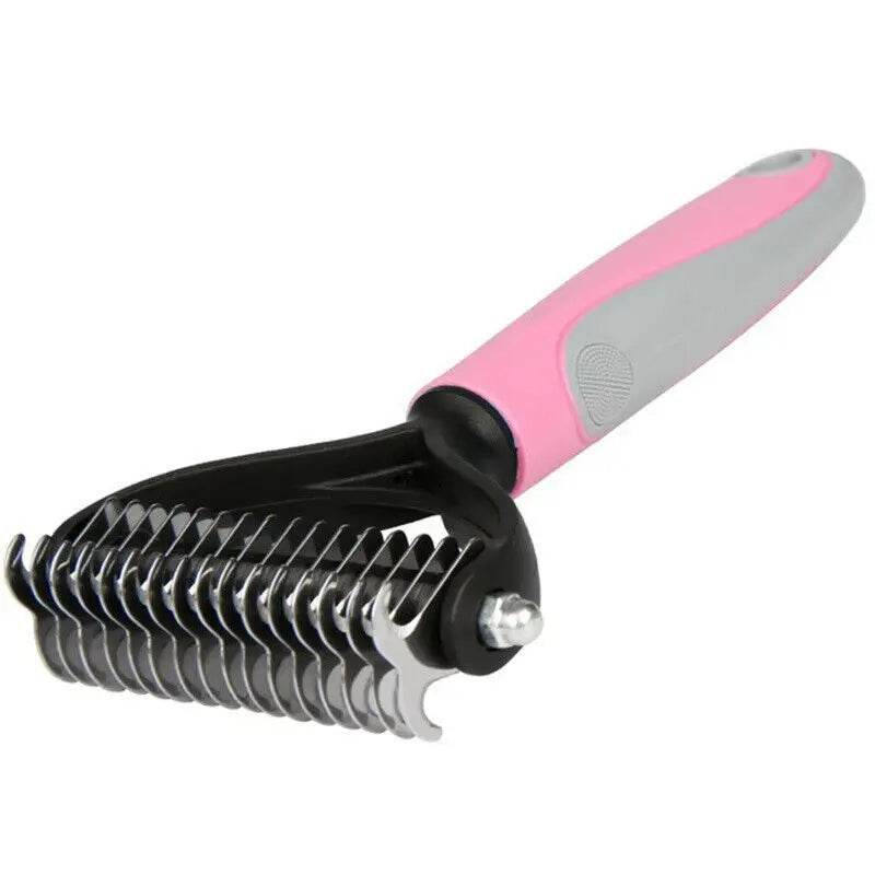 Grooming Brush For Pet Dog Cat Deshedding Tool Rake Comb Fur Remover Reduce 2-Side Dematting Tool For Dogs Cats Pets Grooming Brush Double Sided Shedding And Dematting Undercoat Rake Hair Removal Comb - ProTrendyz