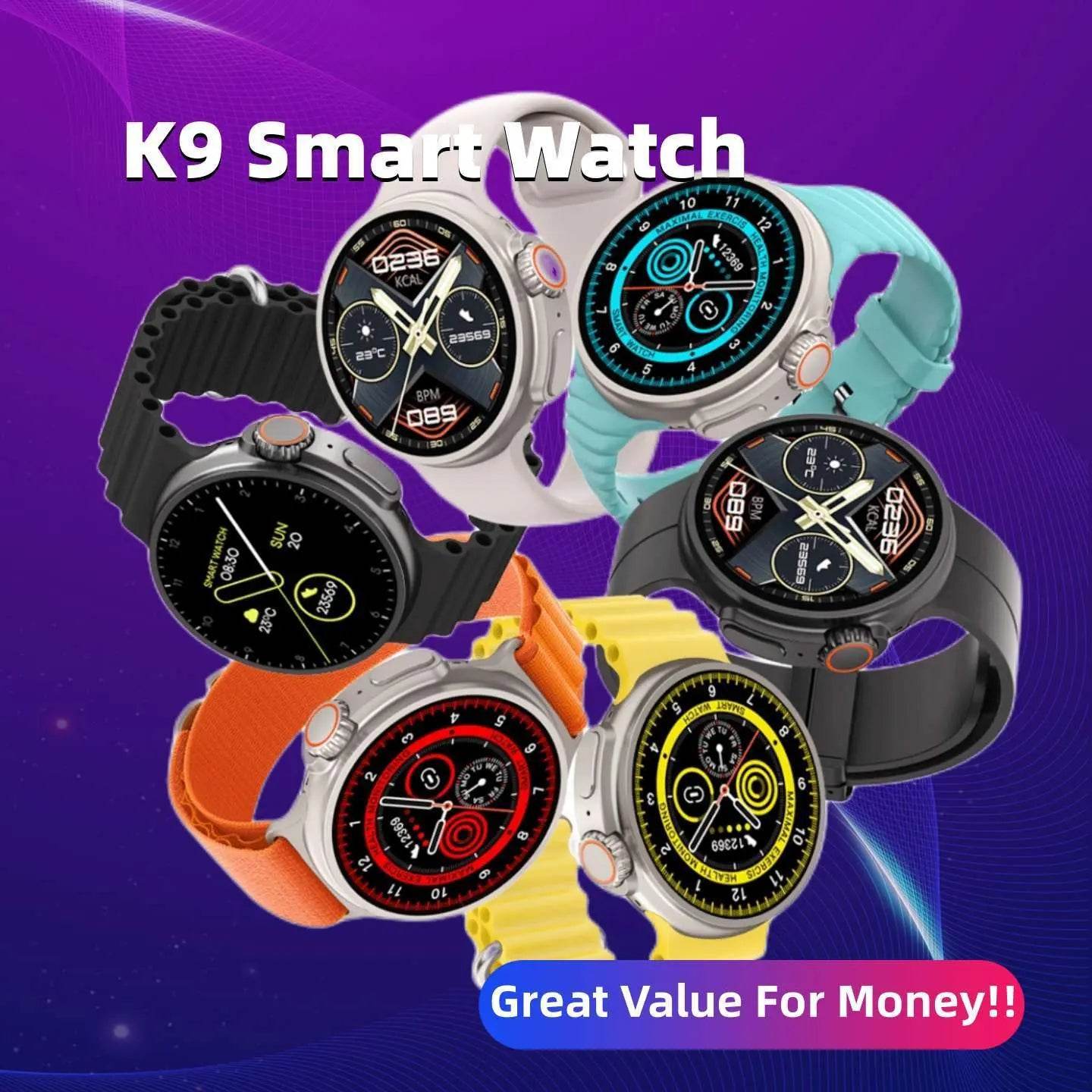 New K9 Smart Watch 1.39 Round Screen Encoder True Screw Clip Wireless Charging NFC Offline And Payment Function - ProTrendyz