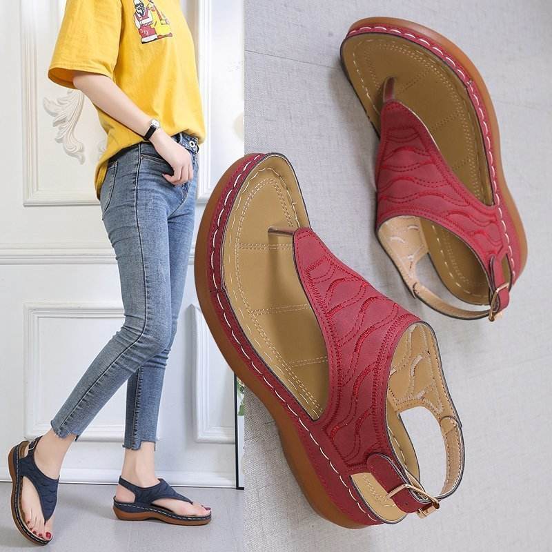 Casual Sandals Women's Wedge Heel Solid Color Flip Flop Sandals - ProTrendyz