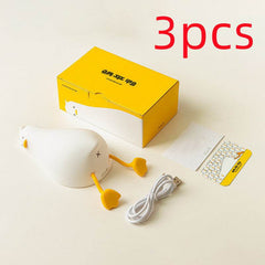 Lie Flat Duck Silicone Night Light Children's Bedside Table Lamp LED Smart With Sleep Night Light Pat Dimming Atmosphere Table Lamp Gift - ProTrendyz