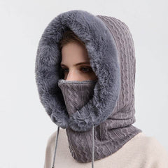 Winter Thick Plush Hat With Scarf Windproof Warm Knit Hats Hooded For Women - ProTrendyz