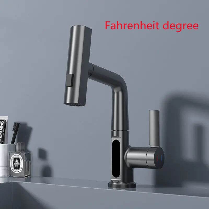 Intelligent Digital Display Faucet Pull-out Basin Faucet Temperature Digital Display Rotation - ProTrendyz