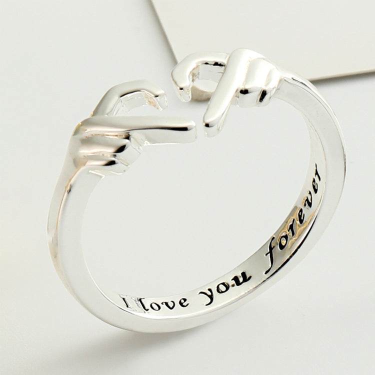 Romantic Heart Hand Hug Fashion Ring For Women Couple Jewelry Silver Color Punk Gesture Wedding Men Finger Accessories Gifts - ProTrendyz