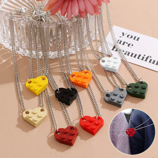 Valentines Day Gift New Jewelry Heart Necklace Love Stitching Acrylic Couple Necklace Valentines Jewelry - ProTrendyz