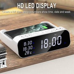 15W Three-in-one Wireless Charger Temperature Tester Multi Alarm Clock Fast Charging Mobile Phone Usb Charger Charging Station - ProTrendyz
