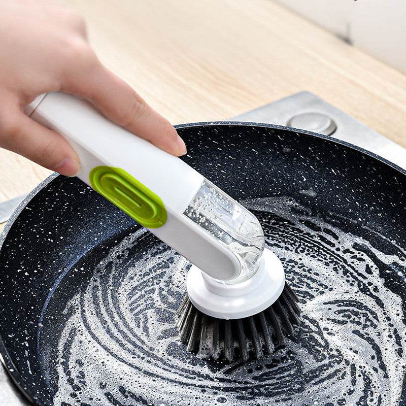 Multi-Functional Long-Handle Liquid-Filled Cleaning Brush Washing Up Brushes With Liquid Dispenser Two Replacement Heads For Kitchen Cleaning Brush Gadgets - ProTrendyz